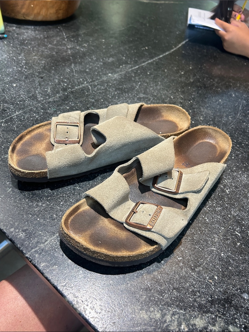 Birkenstock Arizona Suede Two-Strap Sandals - Olive Taupe